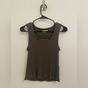 Madewell Black and Brown Striped Tank Top